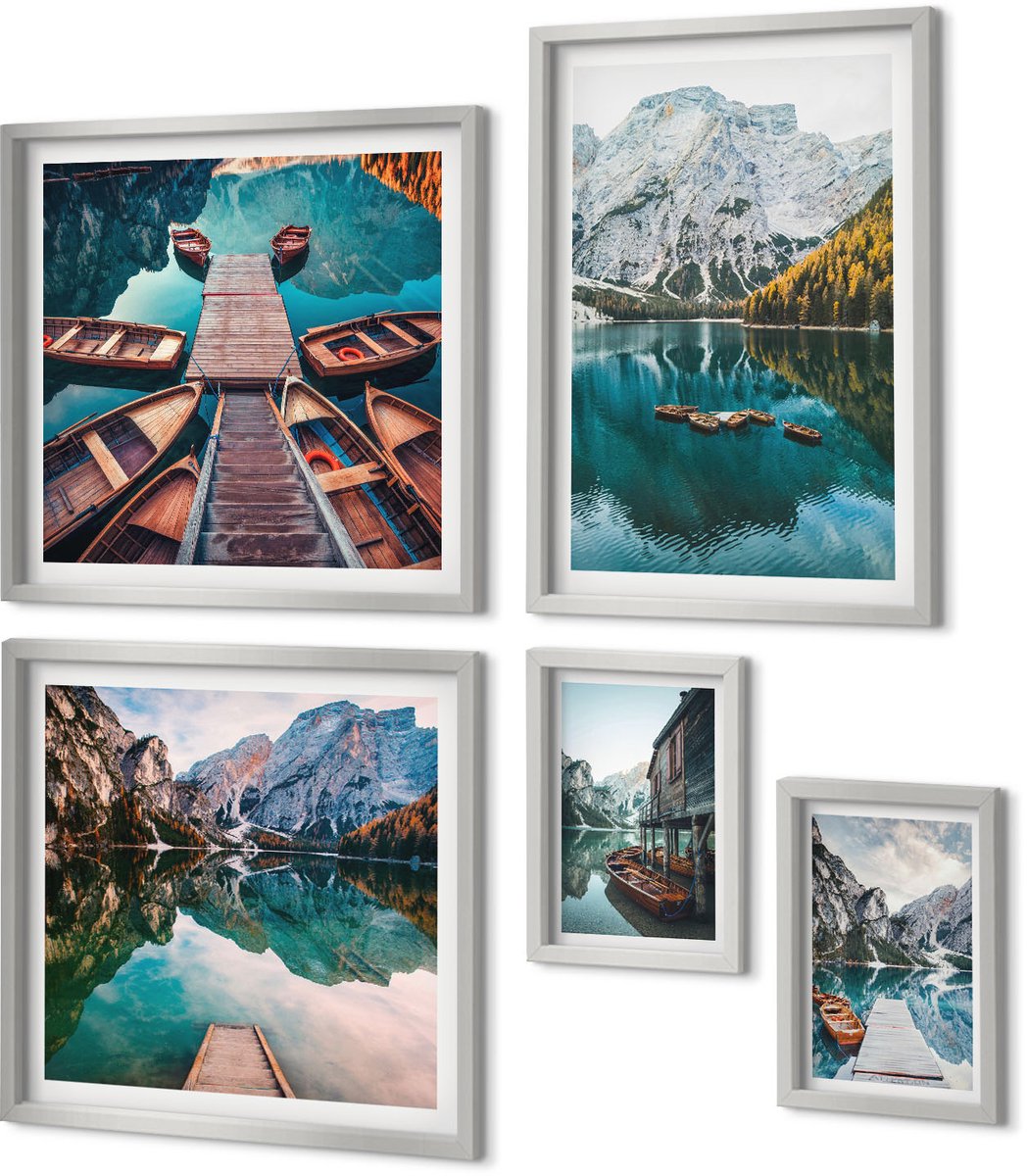 Coloray 5-Delige Schilderij Set - Italiaanse Posters Met Citrusbomen En Fruit - 20 x 30 cm - Schilderijen Set - Wanddecoratie - Woonkamer - Interieur Decoratie