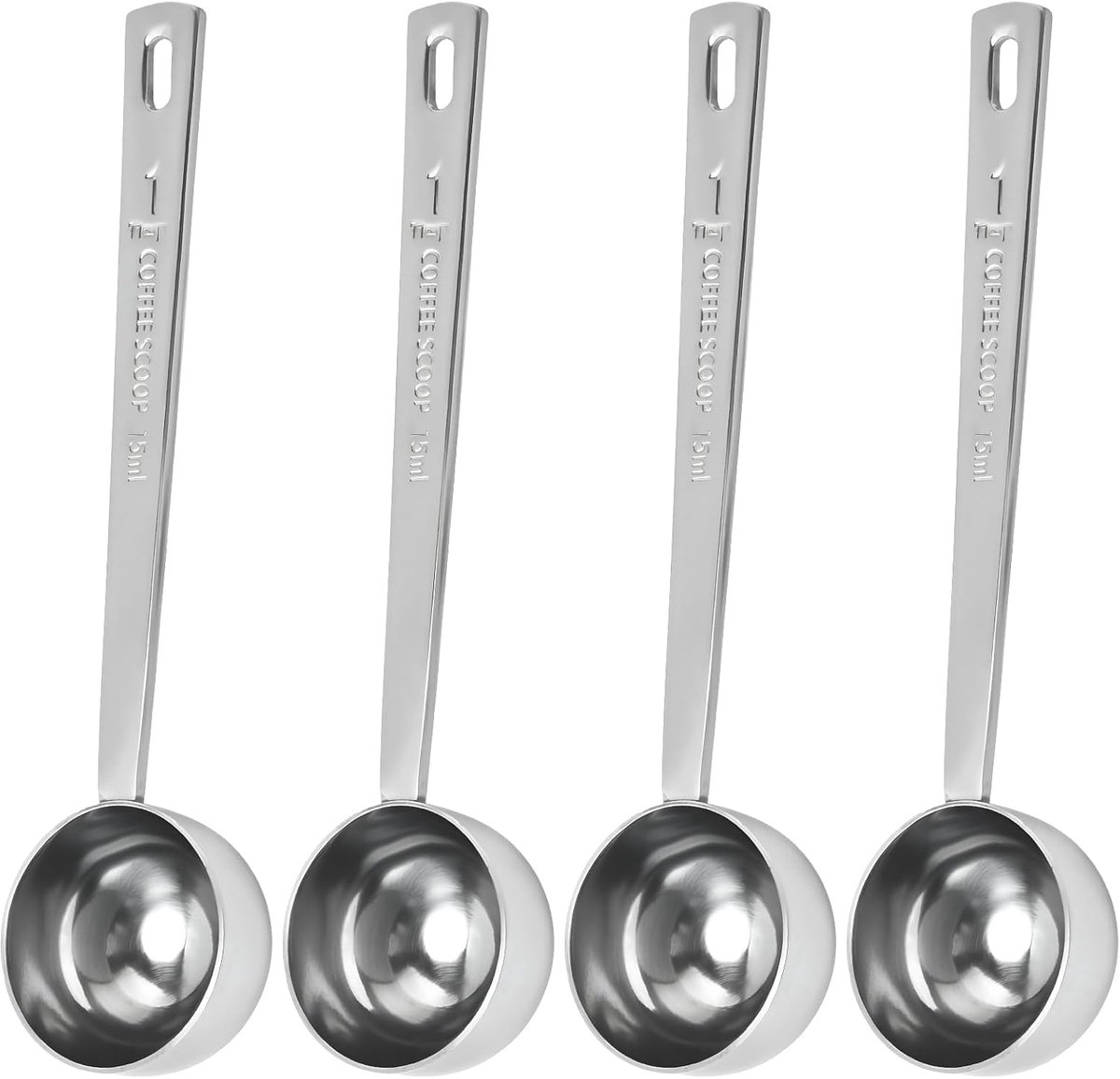 4pcs Stainless Steel Coffee Spoons 15ml Measuring Spoon with Long Handle, Coffee Dispensing Spoon for Measuring Coffee - ShopVlot