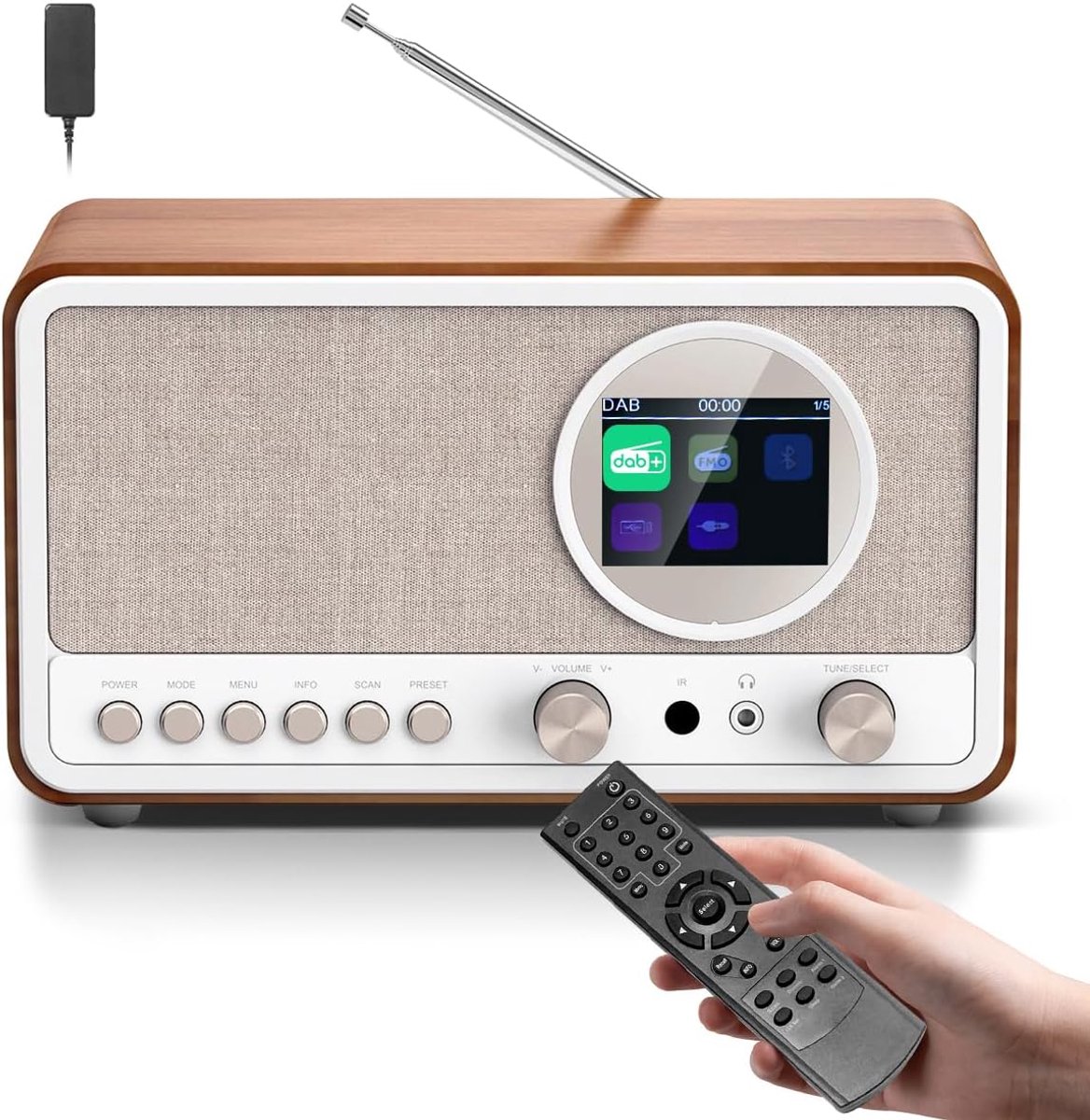 Digitale DAB+ / FM Radio met Bluetooth en Afstandsbediening - 5W HiFi Keukenradio op Netstroom - ShopVlot