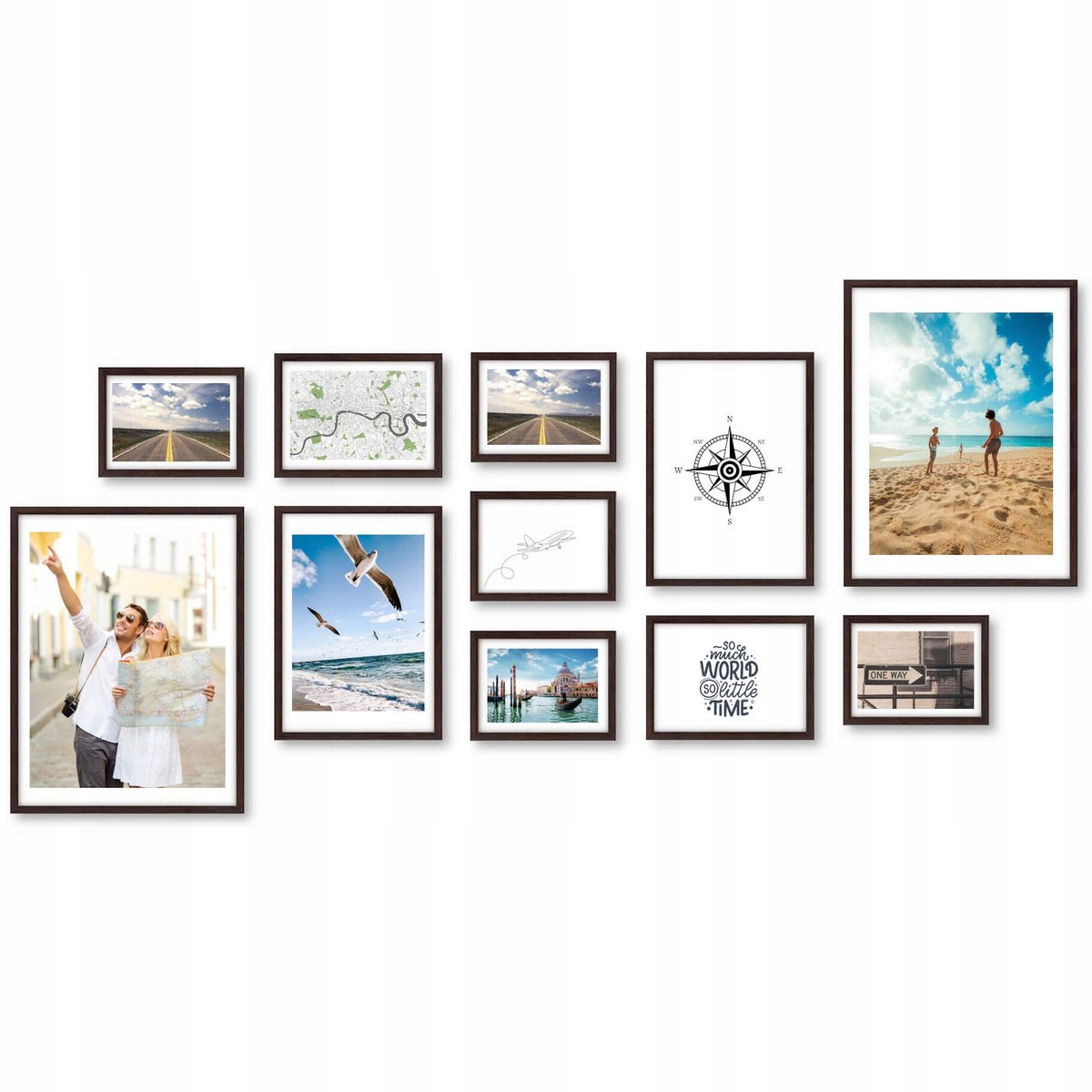Set van 11 Fotolijsten Galerij - Brons Hout