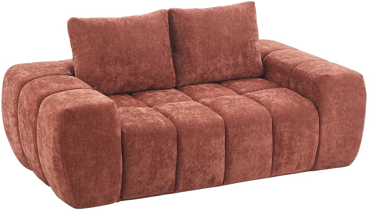 Vente-unique Tweezitsbank in terracotta getextureerde stof - BENAFO