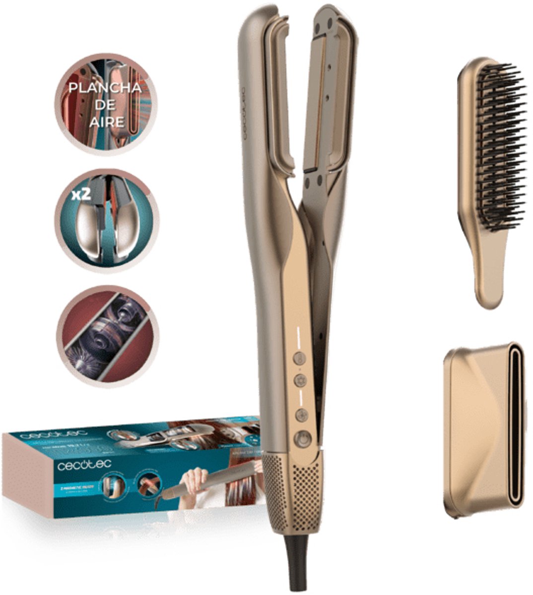 Cecotec A01_EU01_122387 haarstyler Stijltang Airflow Goud