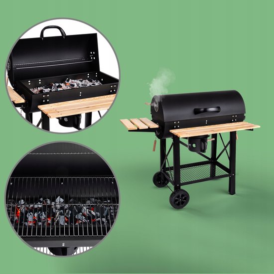 Lehmann Nevada Koolgrill met Deksel, 2 Rvs Roosters & Zijvakken — afbeelding 2