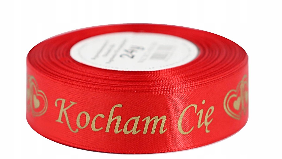 Gouden/Zilveren Satin Lint 'Ik Hou Van Jou' 25mm x 22m - Valentijnsdecoratie