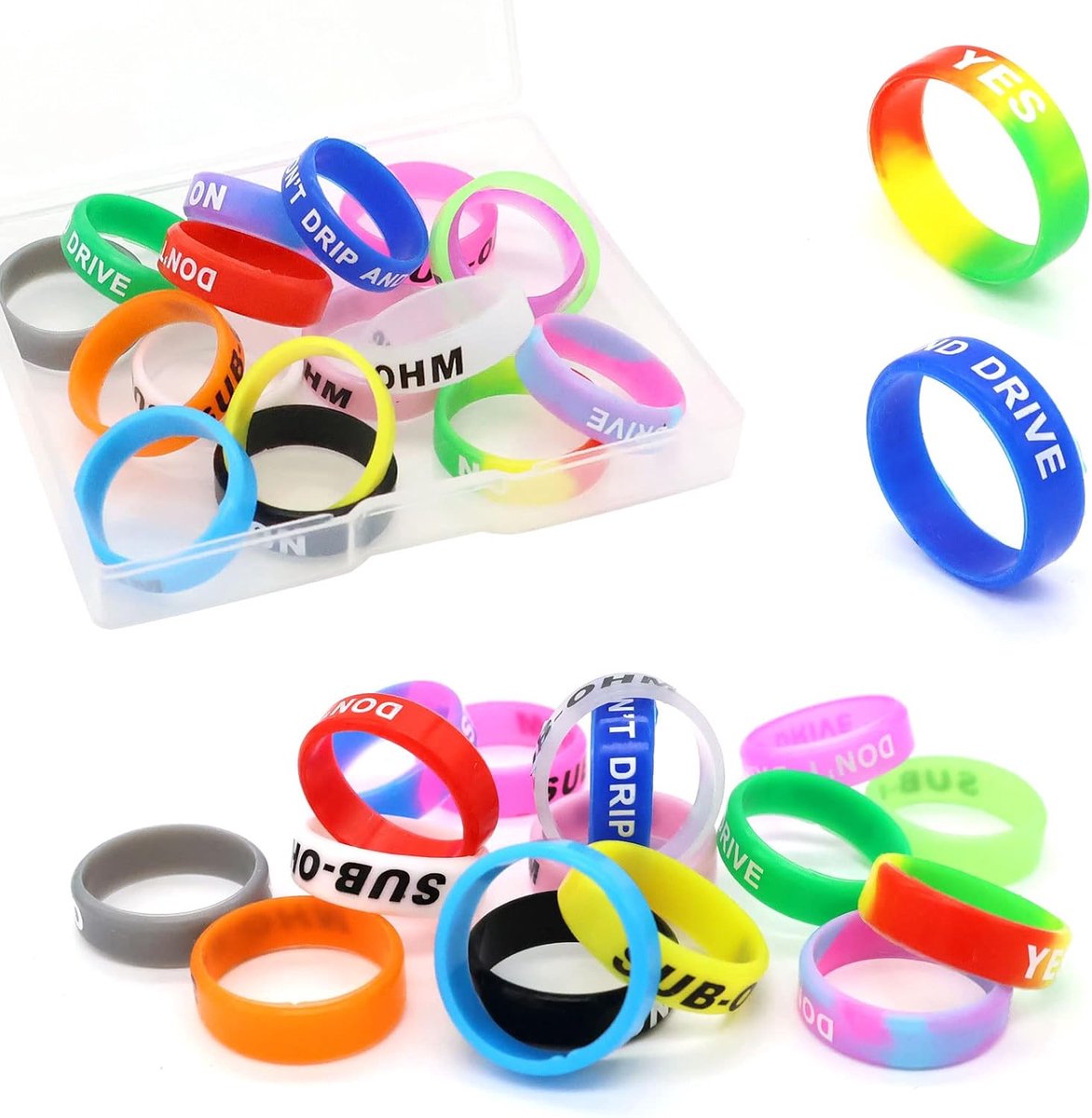 10pcs Vape Rings Silicone Dustproof Vape Rings Silicon Anti Slip Strap for RDA RBA Tank Vapor Mechanical Mods, Random - ShopVlot