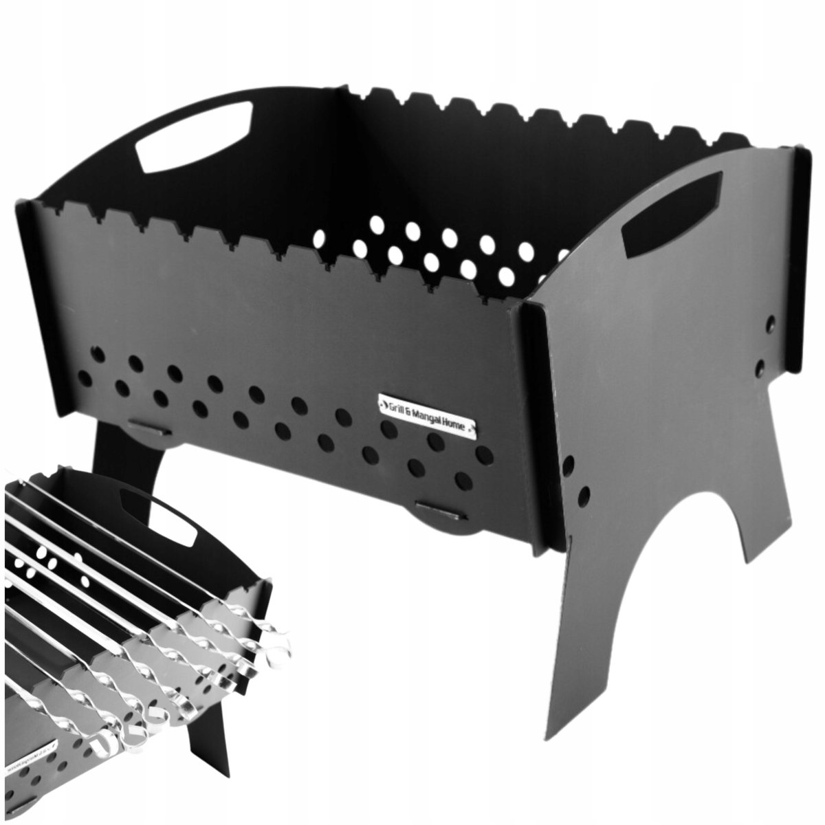 Mangal Koolgrill 3mm Staal, Opvouwbaar, 10 Spiesen, 12kg
