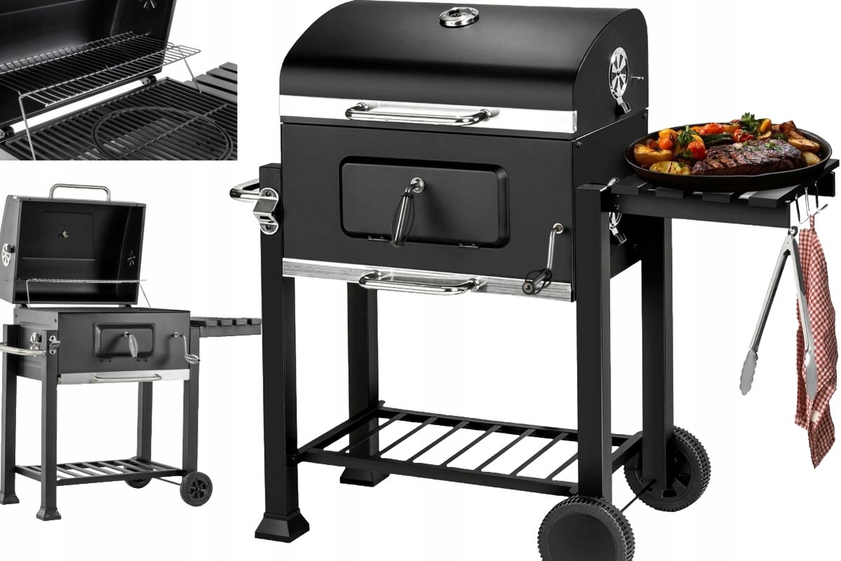 Merkloos Grote Koolgrill met Deksel en Stevig Rooster - Ideaal voor Buiten