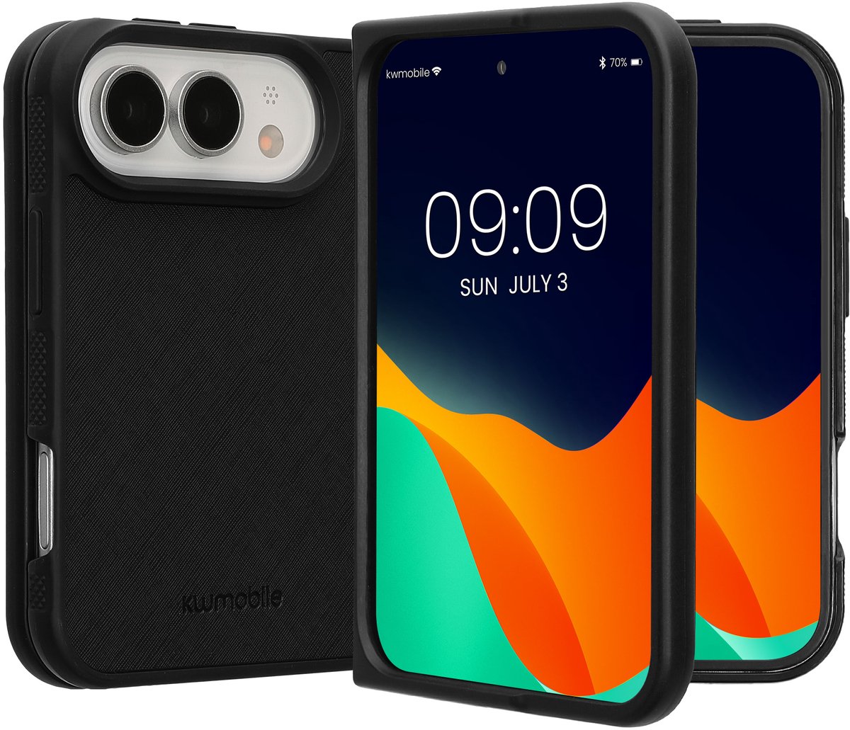kwmobile Hoesje geschikt voor Apple iPhone Duo - 2-delig telefoonhoesje in zwart - Imitatieleer