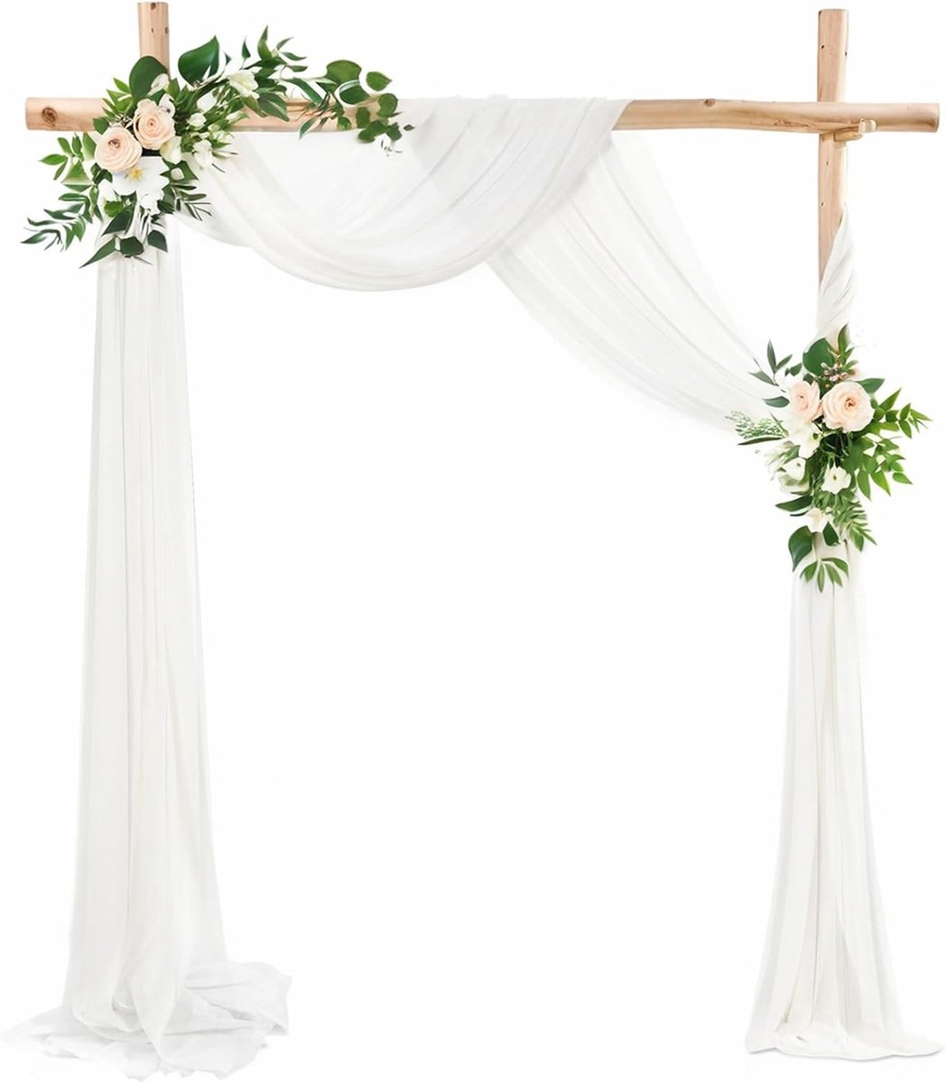 Wedding Arch Curtain Cross Curtain 75cmx600cm, Chiffon Tulle Background Curtain for Wedding Photography Party Tower - ShopVlot