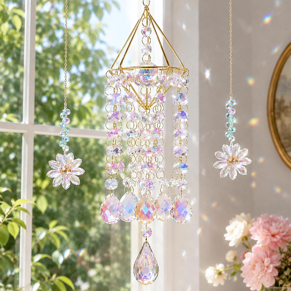KINGLAKE Crystal Suncatcher Gifts for Windows, Suncatchers Prism Rainbow Maker Hanging Garden Decorations for Mother's - ShopVlot