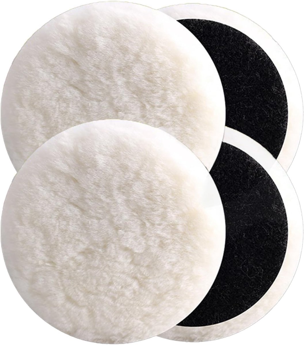 KAIYAYA Lambswool Polishing Pads, Pack of 4, 125 mm, Polishing Attachment, Cordless Screwdriver, Polishing Caps with - ShopVlot