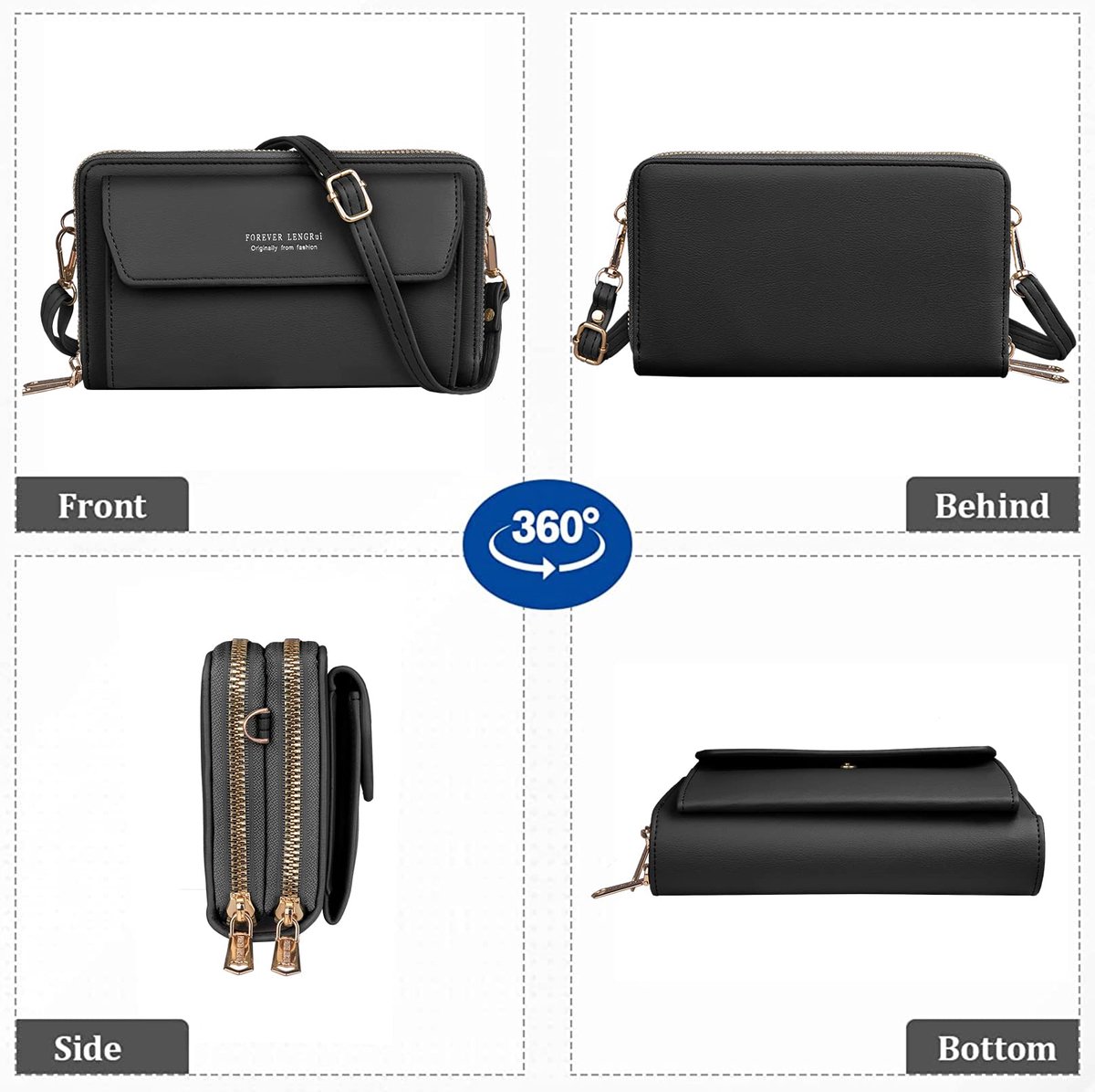 Kememo Crossbody Telefoontas voor vrouwen, PU lederen kleine cross body tas schoudertas met verstelbare riem kaart - ShopVlot