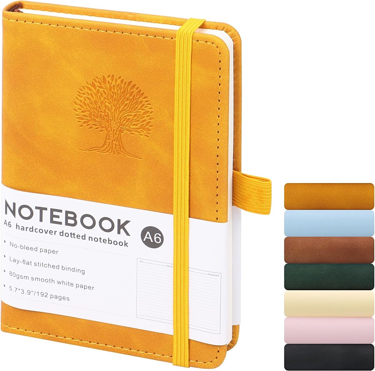 Ztowoto Tree Hardcover A6 Notebook Journal,Small Thick Lined Journal Notebook 192 Pages,5.7x3.9"with Pen Loop，Leather - ShopVlot