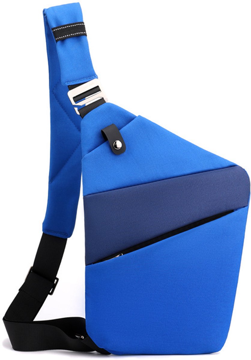 Veilige Schoudertas met Anti-Diefstal Functie - Waterdichte Crossbody Bag-schoudertas met grote capaciteit-Stijlvolle reistassen-Schoudertas links-Koningsblauw