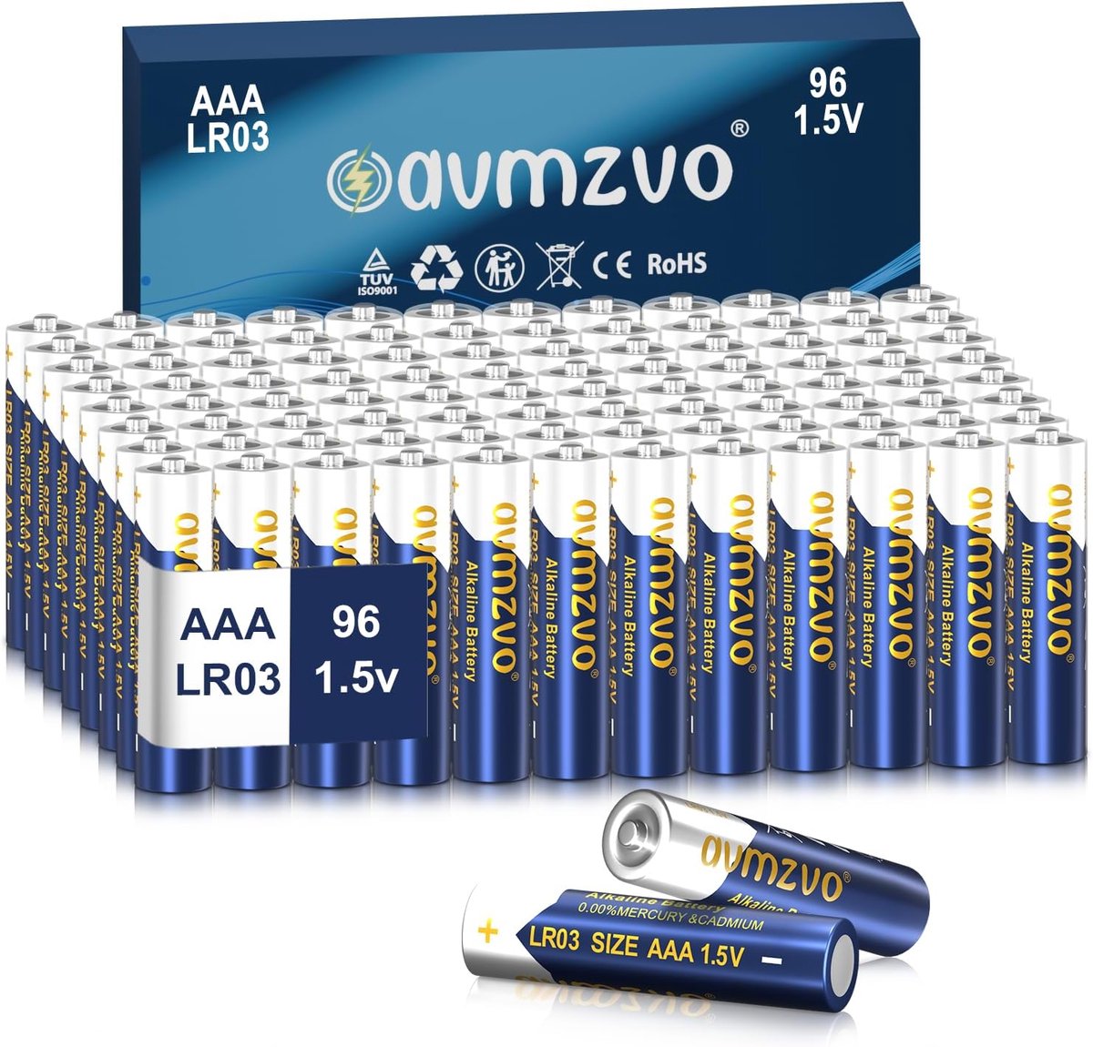 AAA, 96 pieces, LR03 battery 1.5 V, alkaline, durable power, powerful, can be used for toys, alarm clock and other - ShopVlot