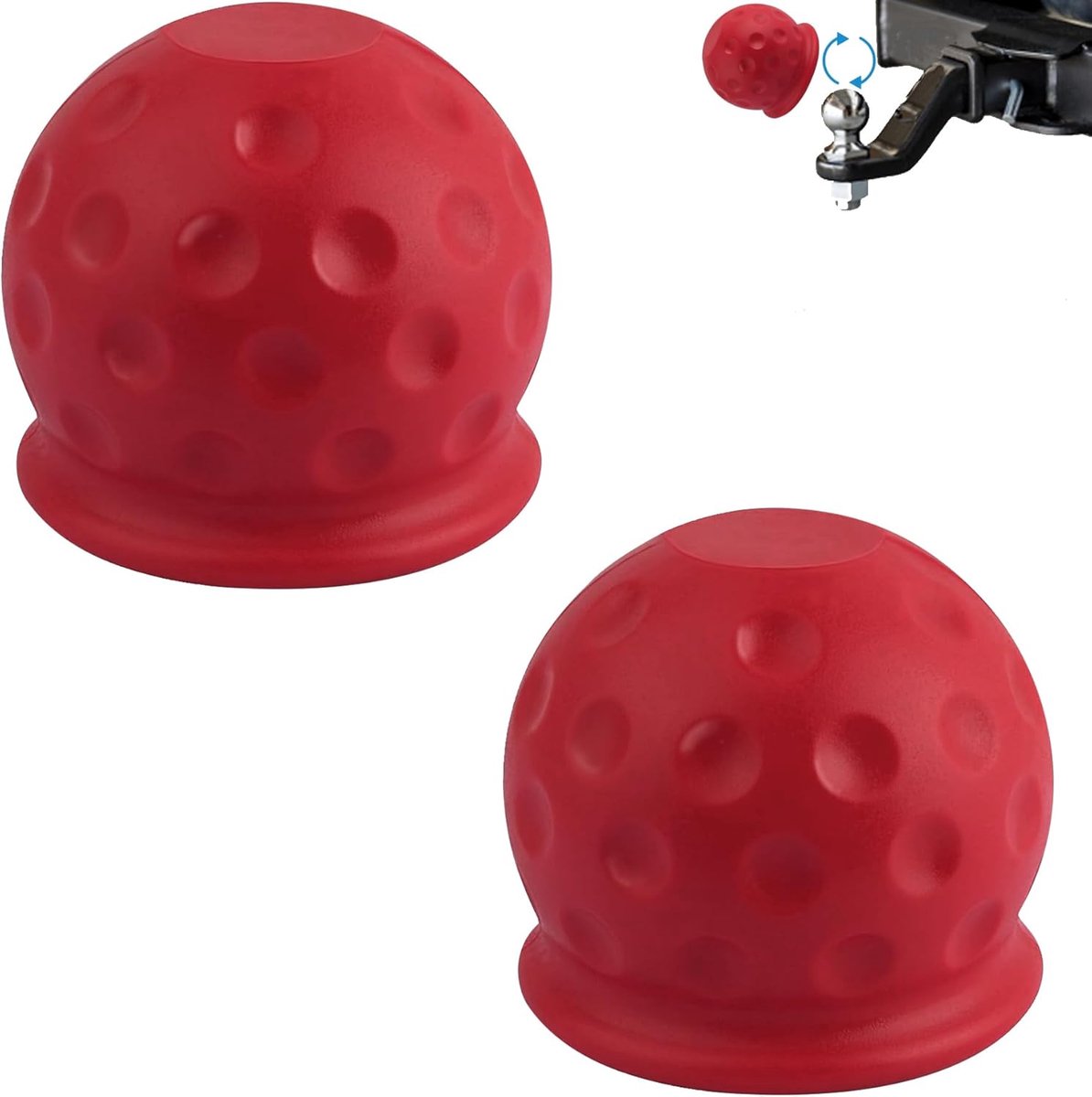 Pack of 2 Tow Bar Hoods, 50 mm Tow Bar Protective Cover, Rubber Tow Bar Cover Cap Ball Cover for Caravan, RV, Tractor - ShopVlot