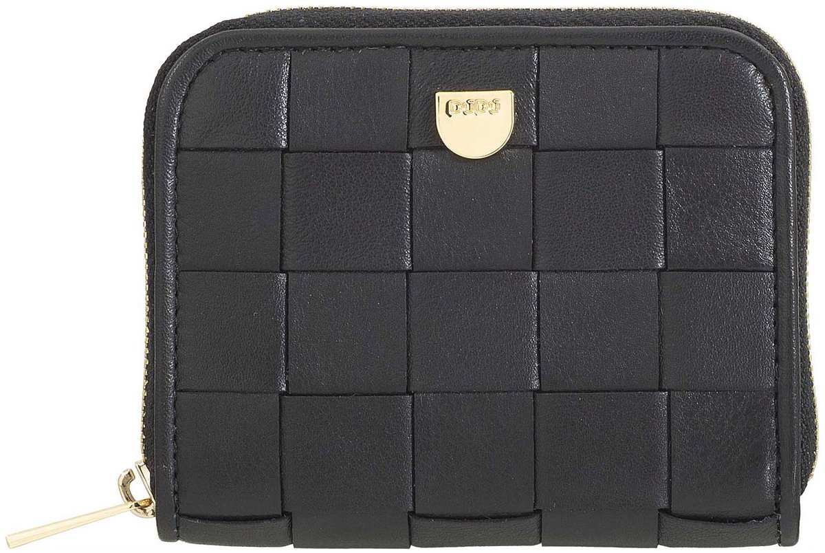 DuDu Woven Portemonnee Leder 10 cm - Dames - Horizontaal - nero rosa