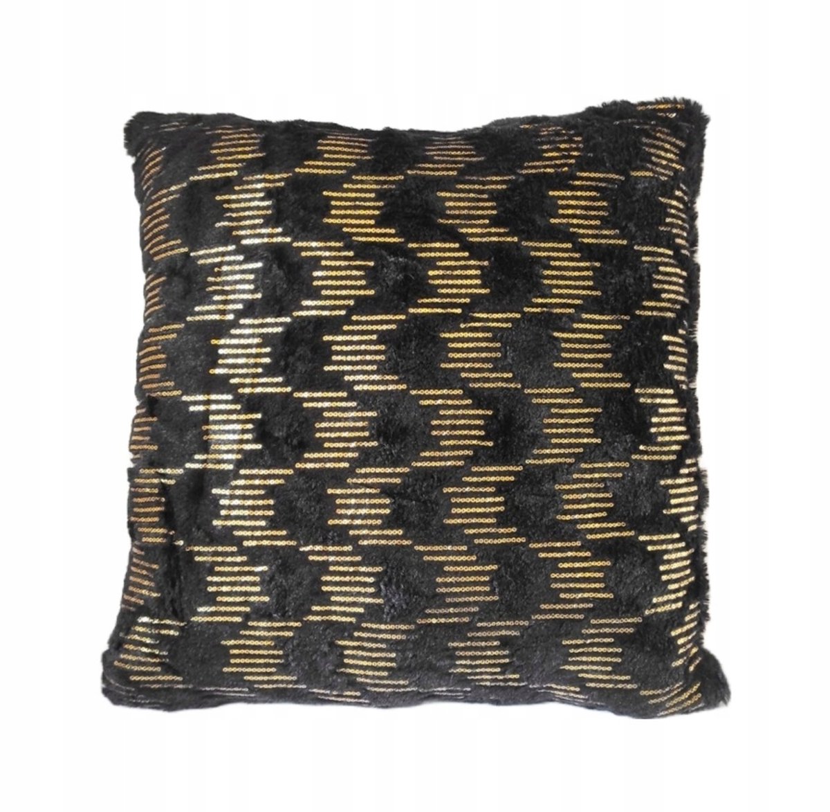 Luxe Zwarte Sierkussen 45x45cm - Zachte Vacht met Gouden Print