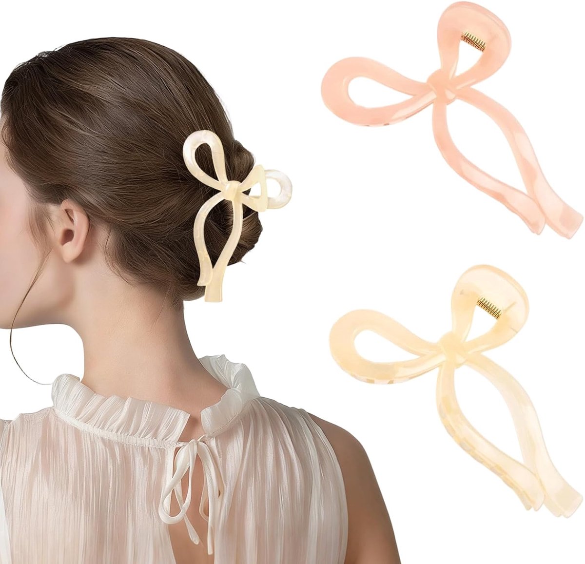 2 Pieces Large Hair Clips for Women Bows Hair Clip for Thick Hair 13 cm Non-Slip Hair Clips Fashion Hair Styling - ShopVlot