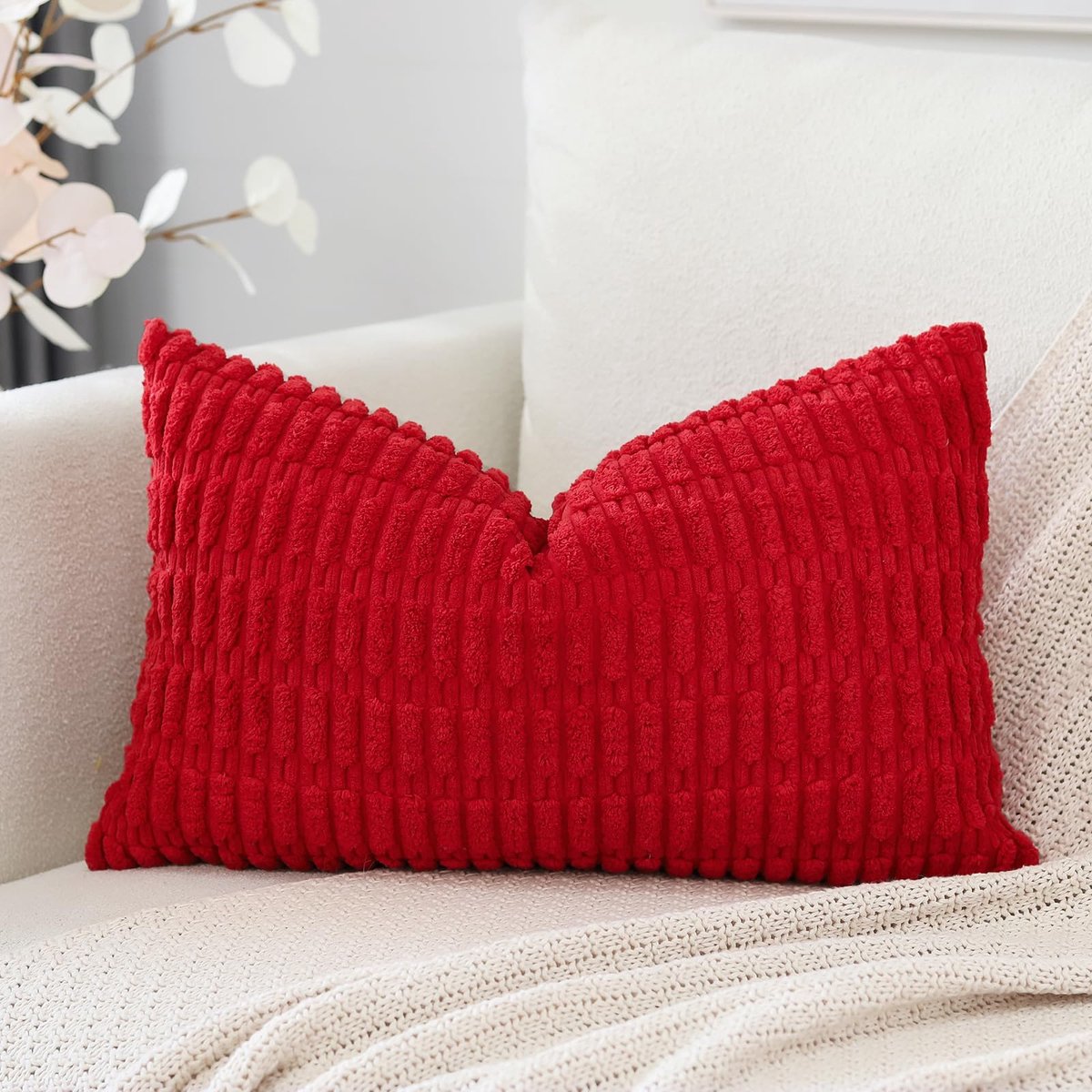 Artscope Corduroy set van 1 kussenhoes 30 x 50 cm, super zacht, boho, gestreepte lendenkussenhoezen, decoratieve - ShopVlot
