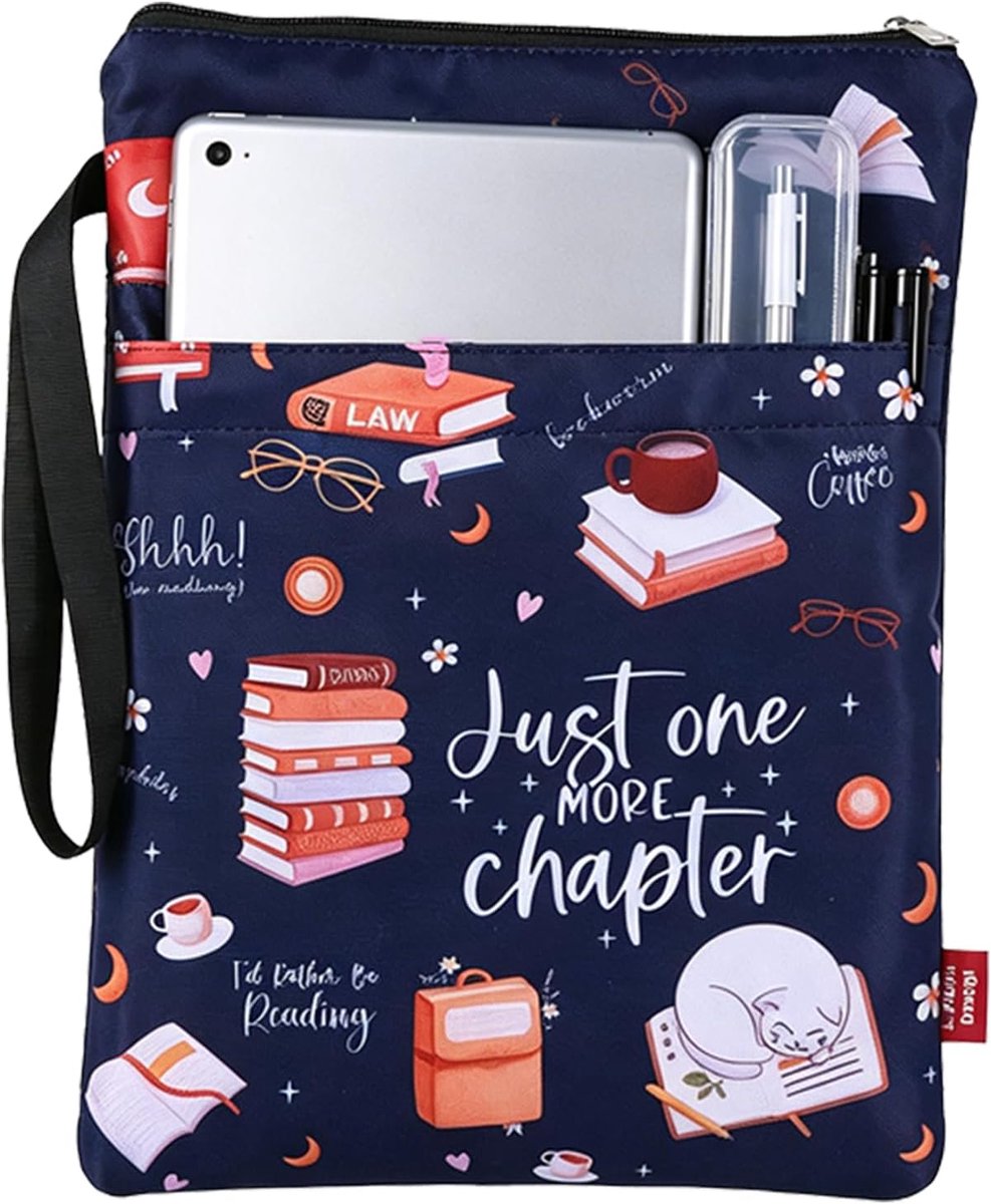 Book Cover with Zip and Front Pocket, Fabric Book Cover, Washable, 29 x 22 cm, Book Protection for Paper, Book Cover - ShopVlot