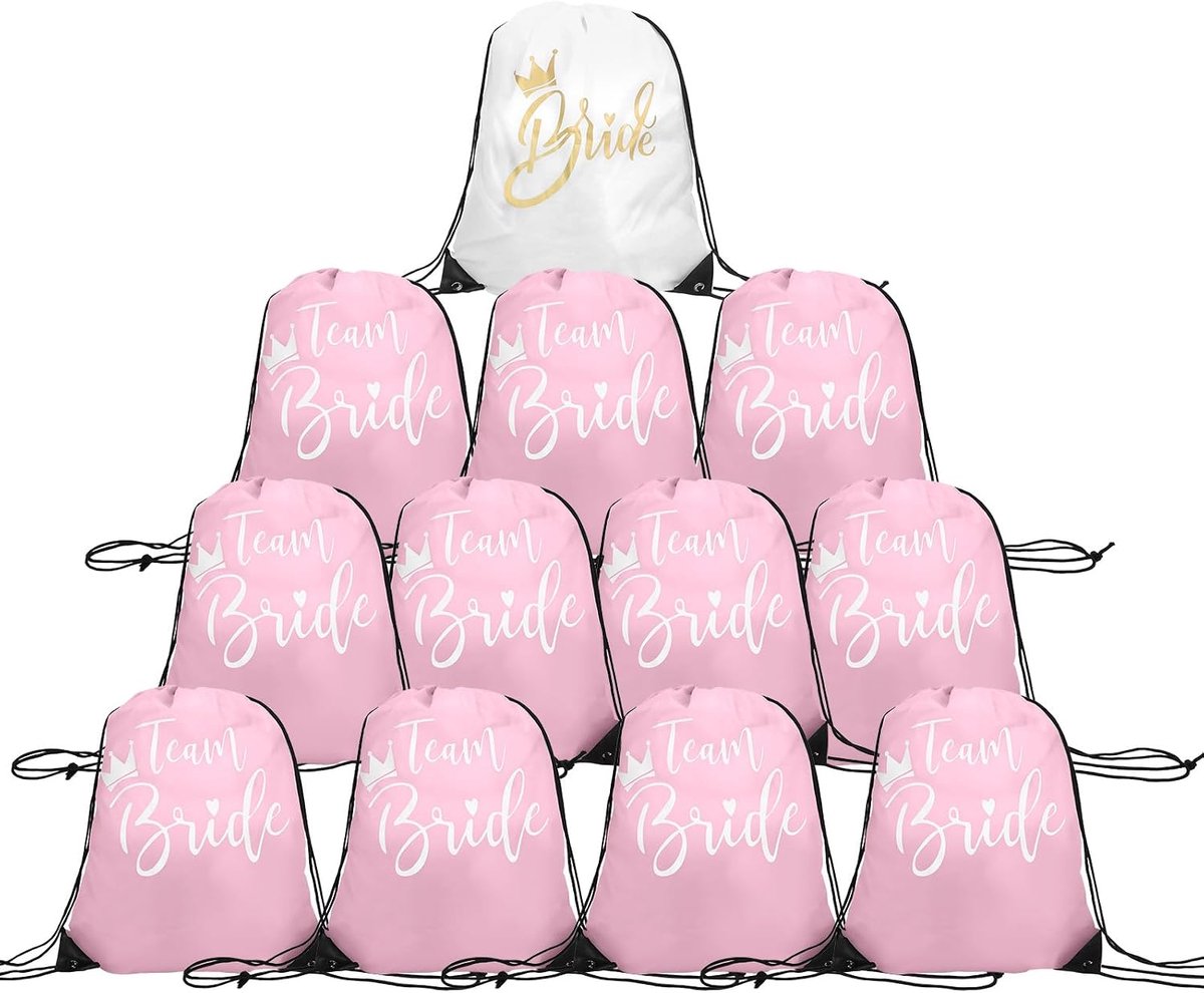 12 Pieces Team Bride JGA Sports Bag for Hen Party Ladies Team Bride Bag with Drawstring, JGA Accessories Women Bridal - ShopVlot