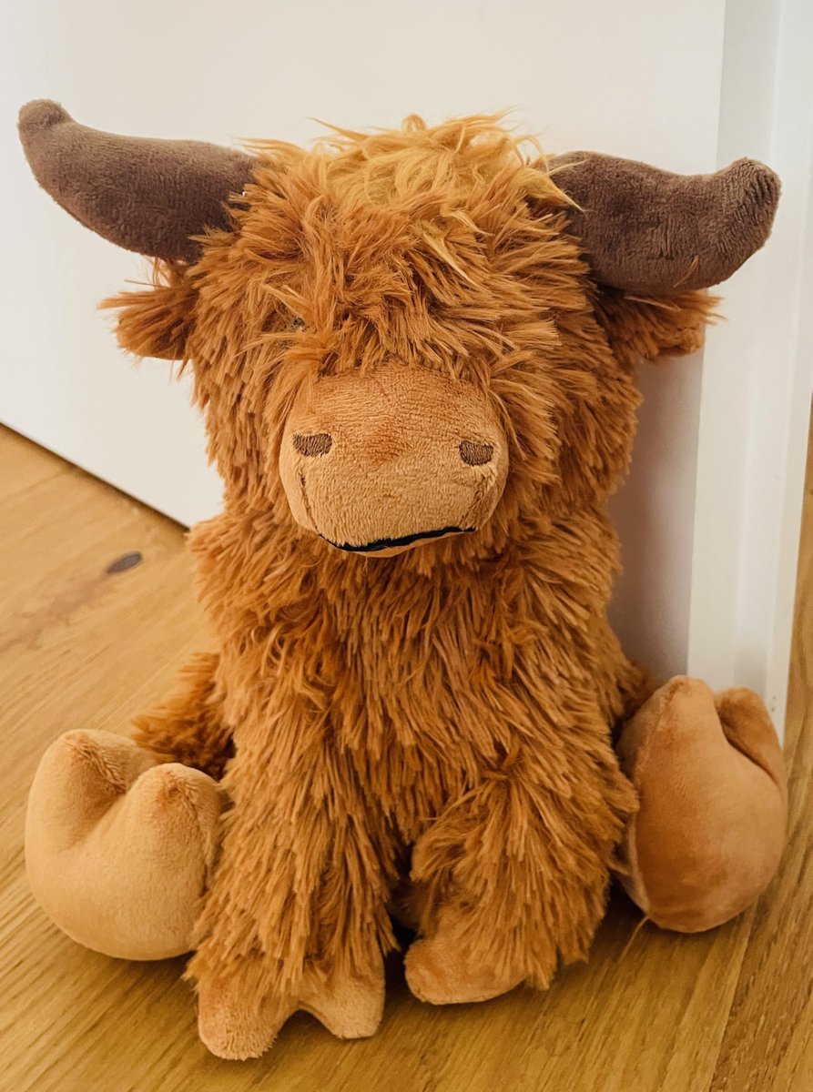 Famanu – Deurstopper van stof, hoogwaardige deurhouder met Highland Cattle design, 1 kg zwaar, 23 cm hoog, rustiek en decoratief voor woonkamer, kantoor en kinderkamer, bruin en robuust