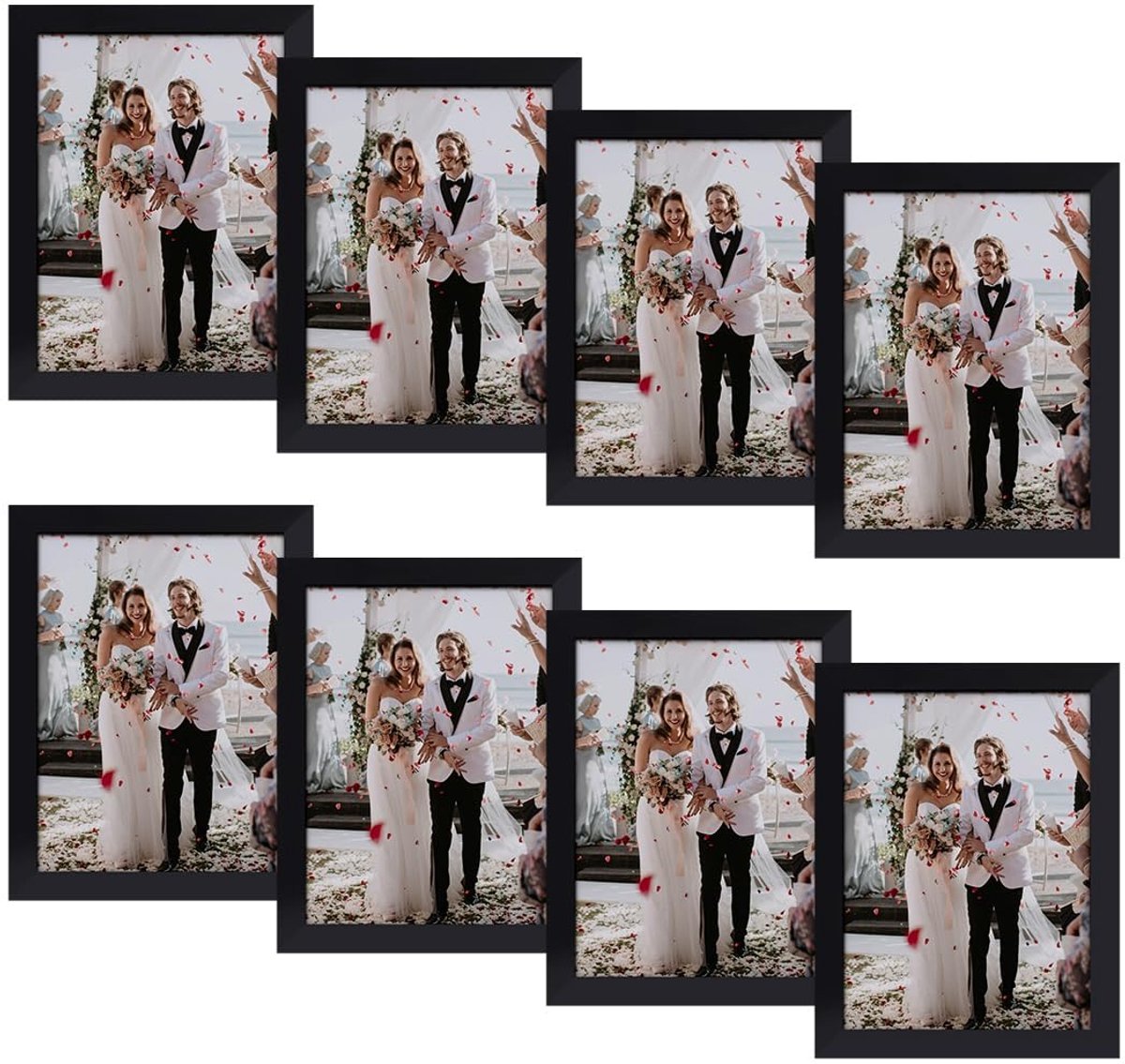 Famanu Set van 8 fotolijsten 9 x 13 cm, zwarte fotolijsten voor decoratie, ideaal voor het presenteren van foto's en herinneringen
