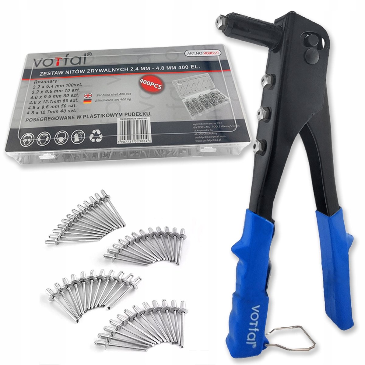 Nitpistool Set met 400 Aluminium Klinknagels