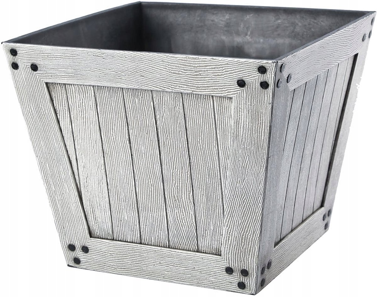 Madera Vierkante Pot 31x31cm Lichtgrijs - Duurzaam Kunststof