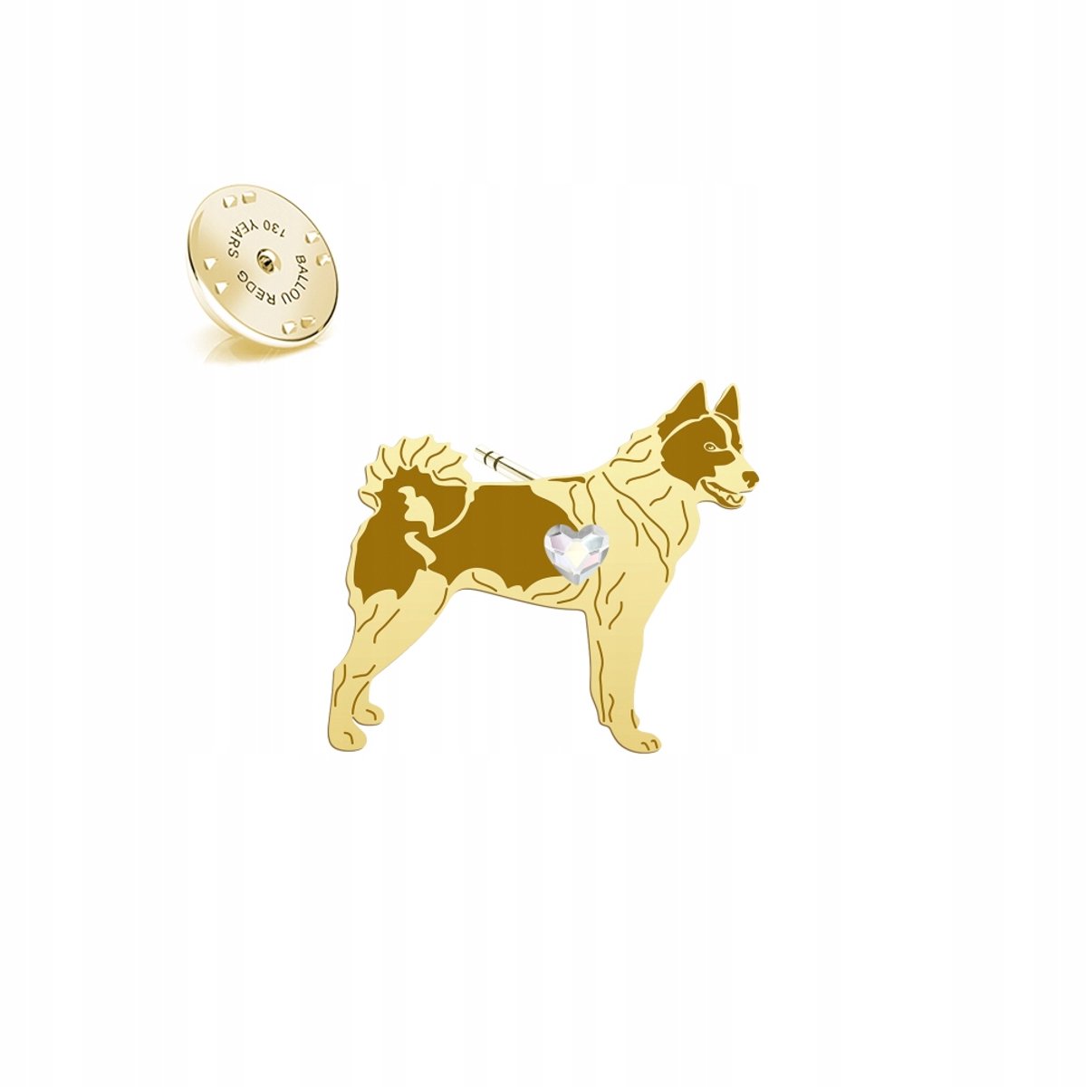 Gouden Laika Pin 925 Zilver - Uniek Dieren Sieraad