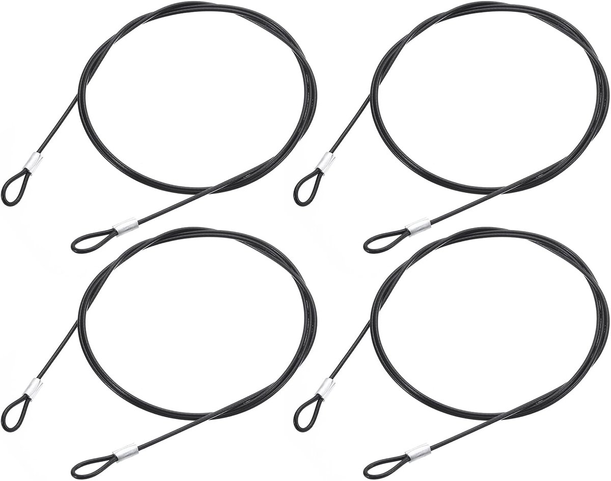 Sleutelkoord-kabels 100 m x 2 mm - roestvrij staal met vinylcoating - sterke lussen - ideaal voor buitenshuis gebruik - ShopVlot