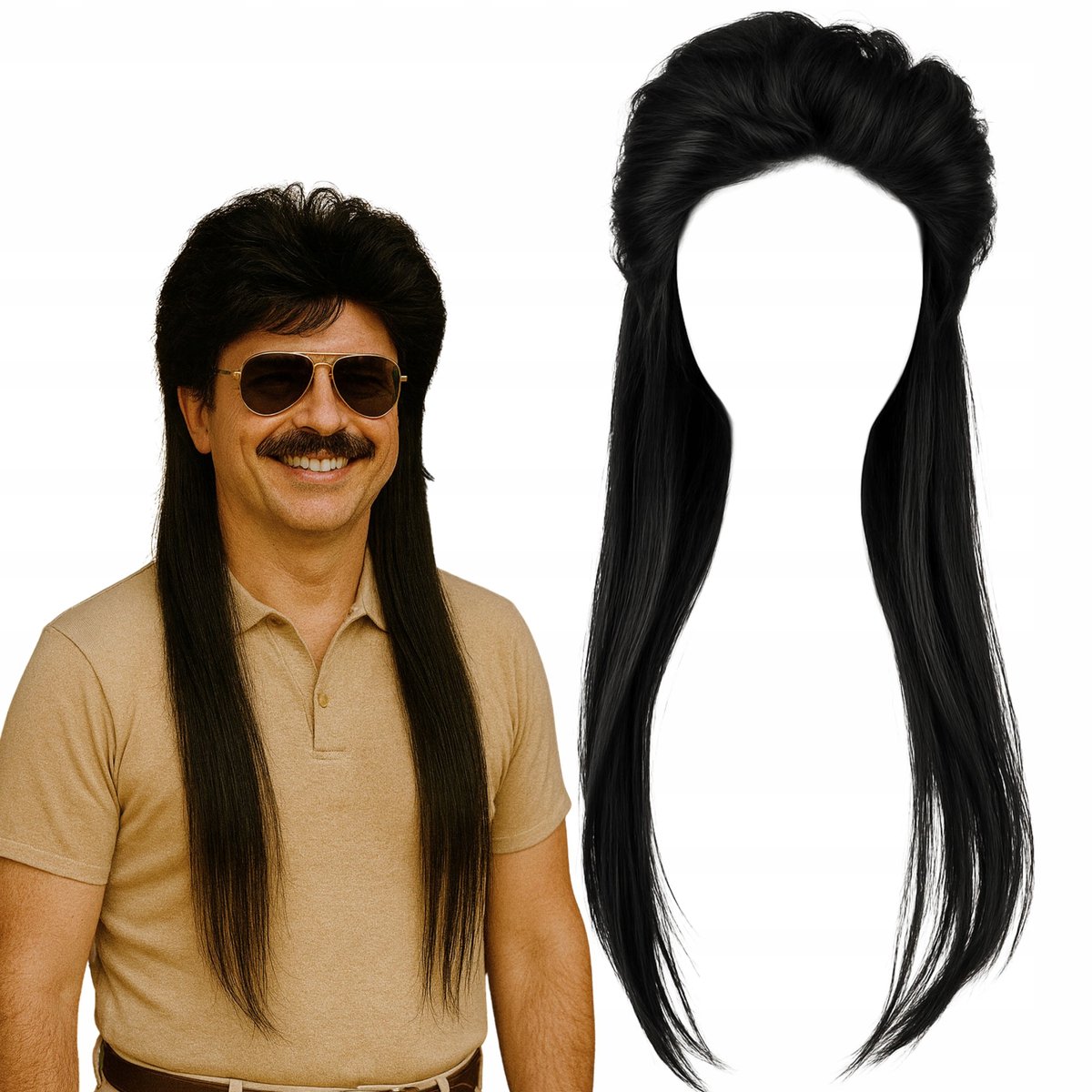Retro Mullet Pruik Jaren '70 '80 - Lang Haar voor Feesten