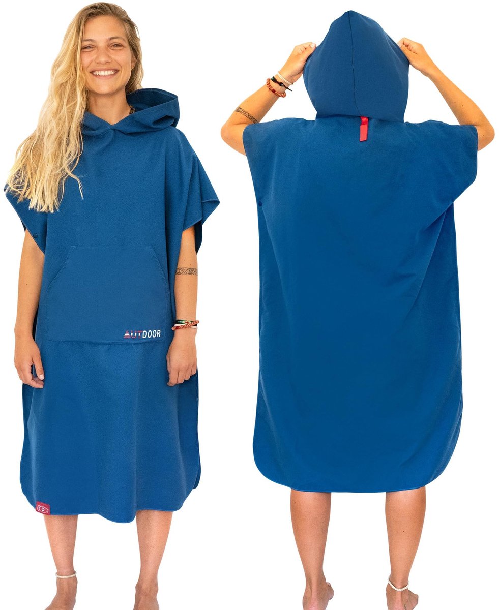 Surf poncho medium - 100% gerecyclede microvezel - ultralicht en sneldrogend - discreet omkleden en afdrogen - ShopVlot