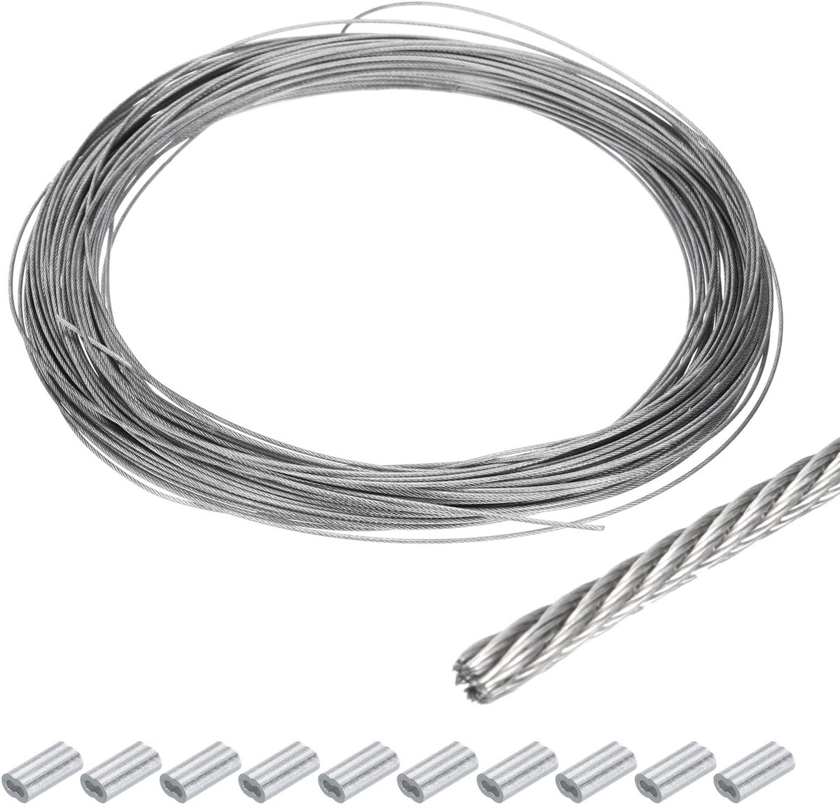 Staalkabel 30 m - 304 roestvrij staal - vinyl gecoat - ideaal voor kleerhangers - ShopVlot
