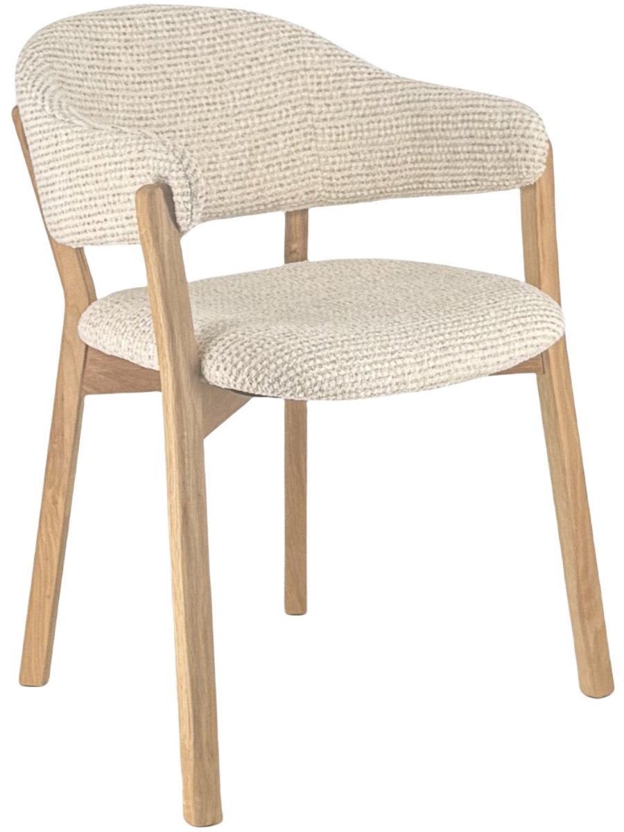 DÉJA Living Eetkamerstoel Uppsala - Beige/Naturel Stof - Set van 2