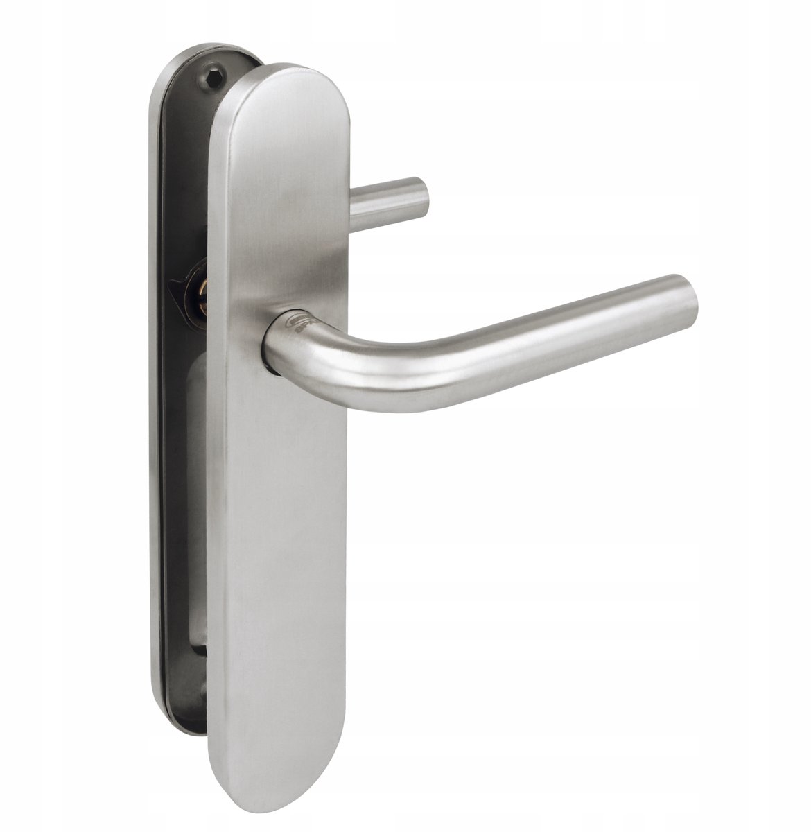 Deurkruk met lang schild, RVS, 230x45mm, blinde klink