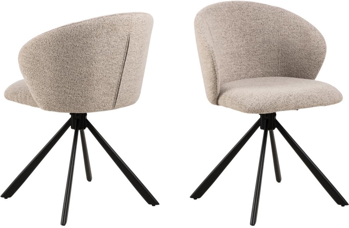 Giga Living Eetkamerstoel Stof Beige - Draaibaar - 46x58x80cm - Set van 2