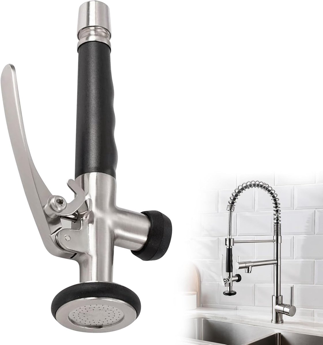 Gastro-handdouche 4 cm - messing spoeldouche - roestvrij staal - ideaal voor intensief gebruik - ShopVlot