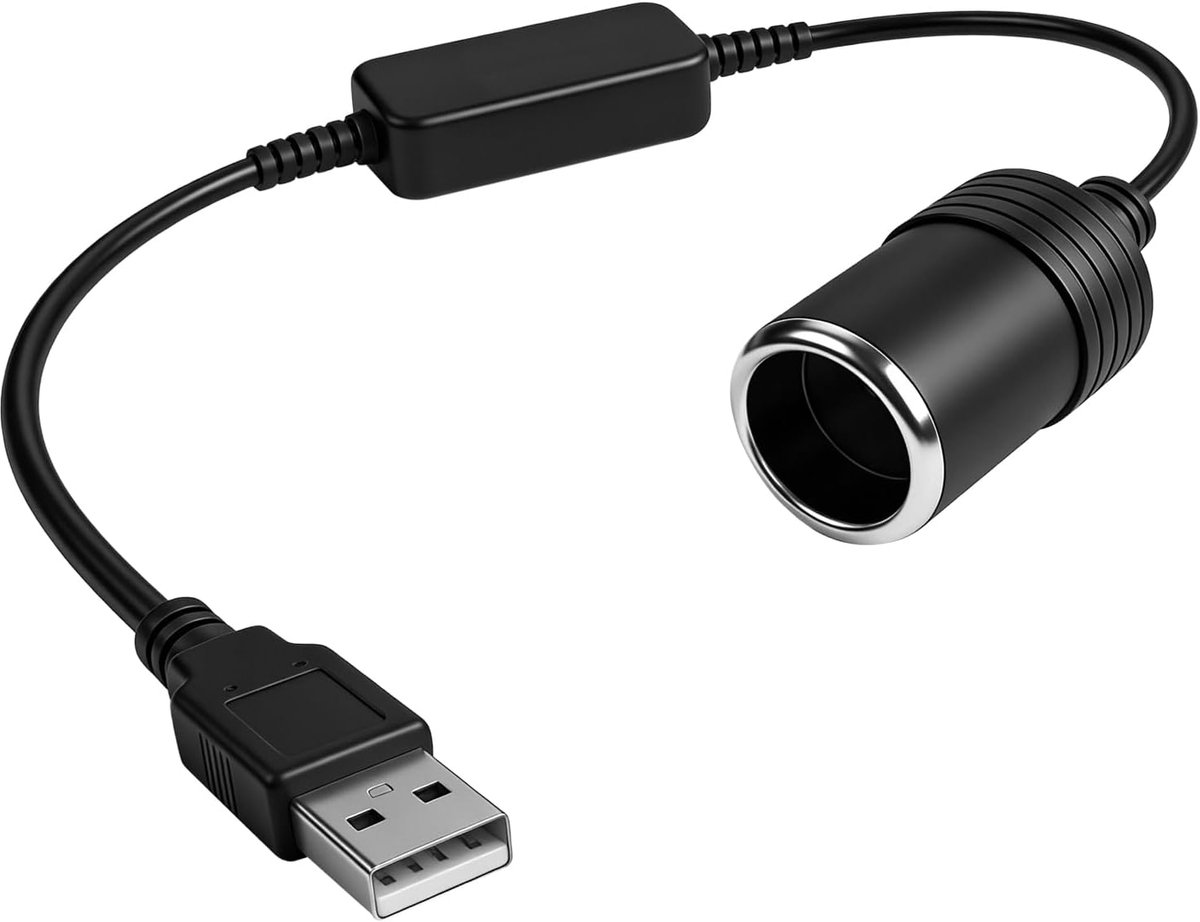 USB Sigarettenaansteker Adapter 12V - 35cm Kabel - 8W Vermogen - Voor Dashcams en GPS - ShopVlot