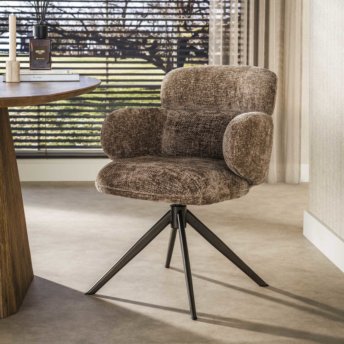 Giga Living Eetkamerstoel Flex - Champagne/Bruin - Draaibaar - Set van 2