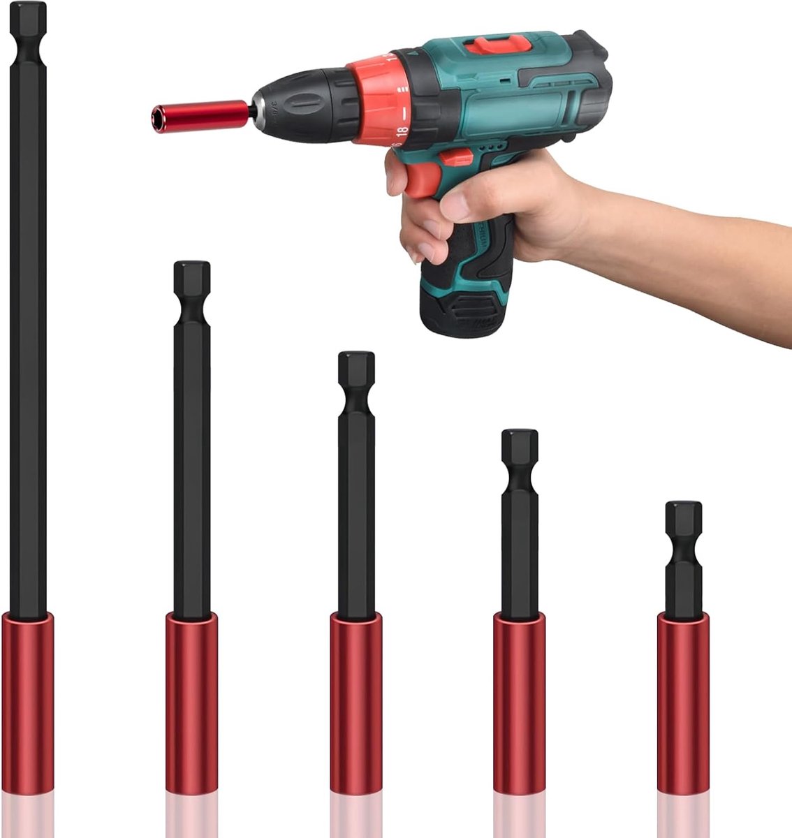 Bitverlengstuk 1/4 inch - 5-delig - Hexagonaal - Voor efficiënte schroefwerkzaamheden - ShopVlot