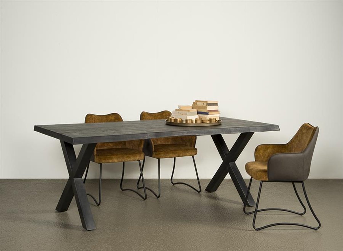Tower Living Eettafel Xara - Rechthoek Zwart Hout - 240x100x78cm