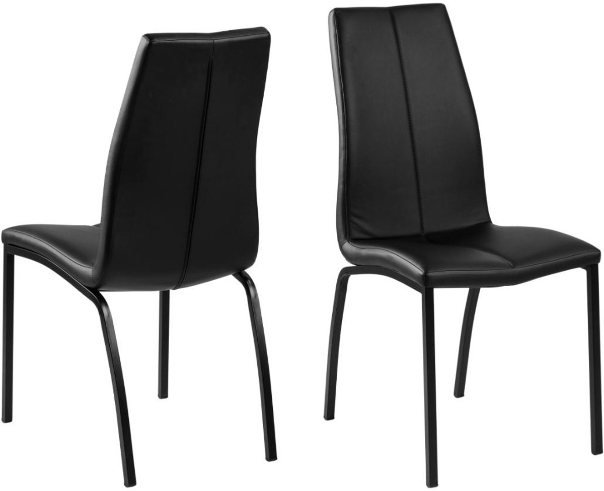 Giga Living Eetkamerstoel Askra - Zwart PU Leer - 57x44x95cm - Set van 4