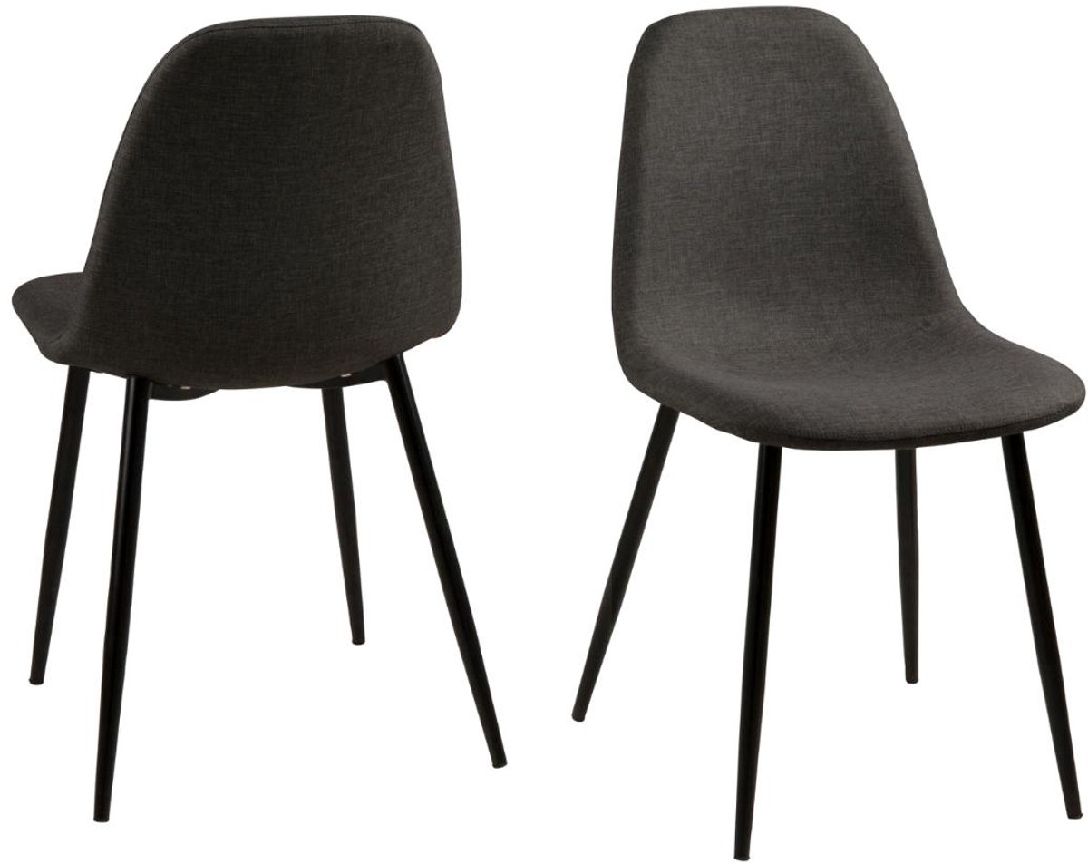 Giga Living Eetkamerstoel Willy - Donkergrijs Stof - Zithoogte 48,5cm - Set van 4