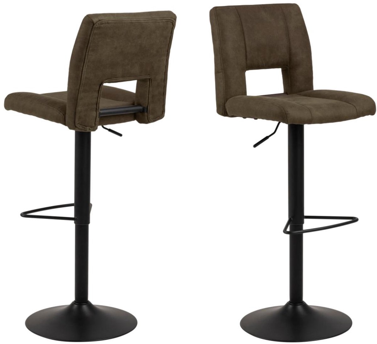 Giga Living Barkruk Wistad - Groen/Zwart - Zithoogte 83cm - Set van 2