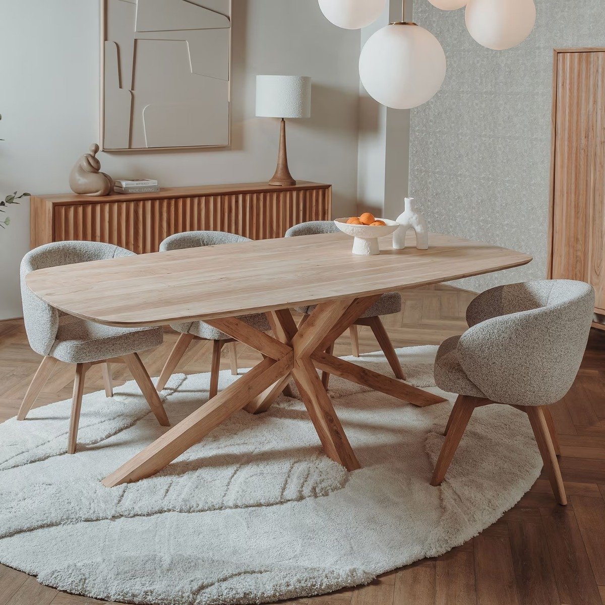 Tower Living Eettafel Crotone - Deens Ovaal Naturel Hout - 260x110x77cm