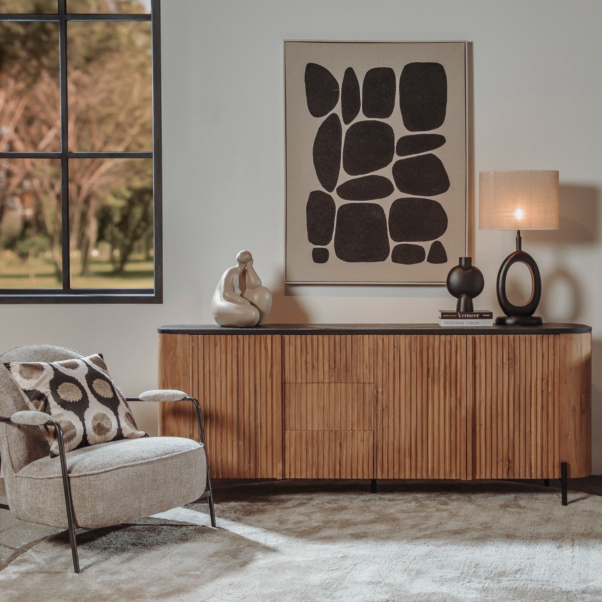 Tower Living Dressoir Palazzo - Zwart Hout - 200x45x80cm