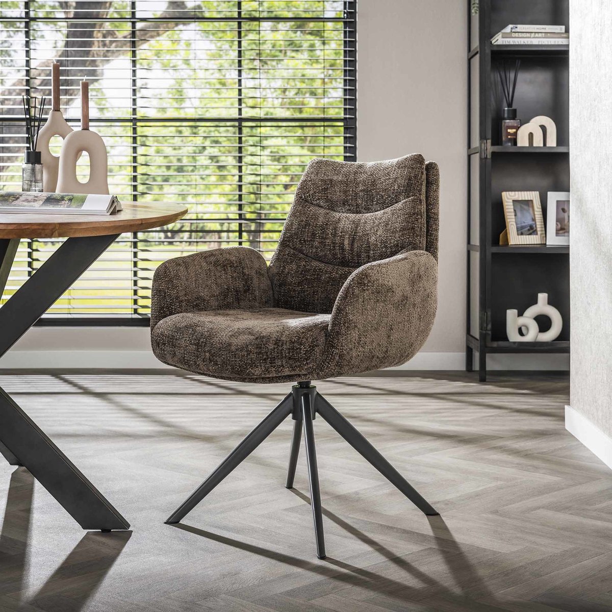 Giga Meubel Eetkamerstoel Lounge - Taupe - Draaibaar - Set van 2