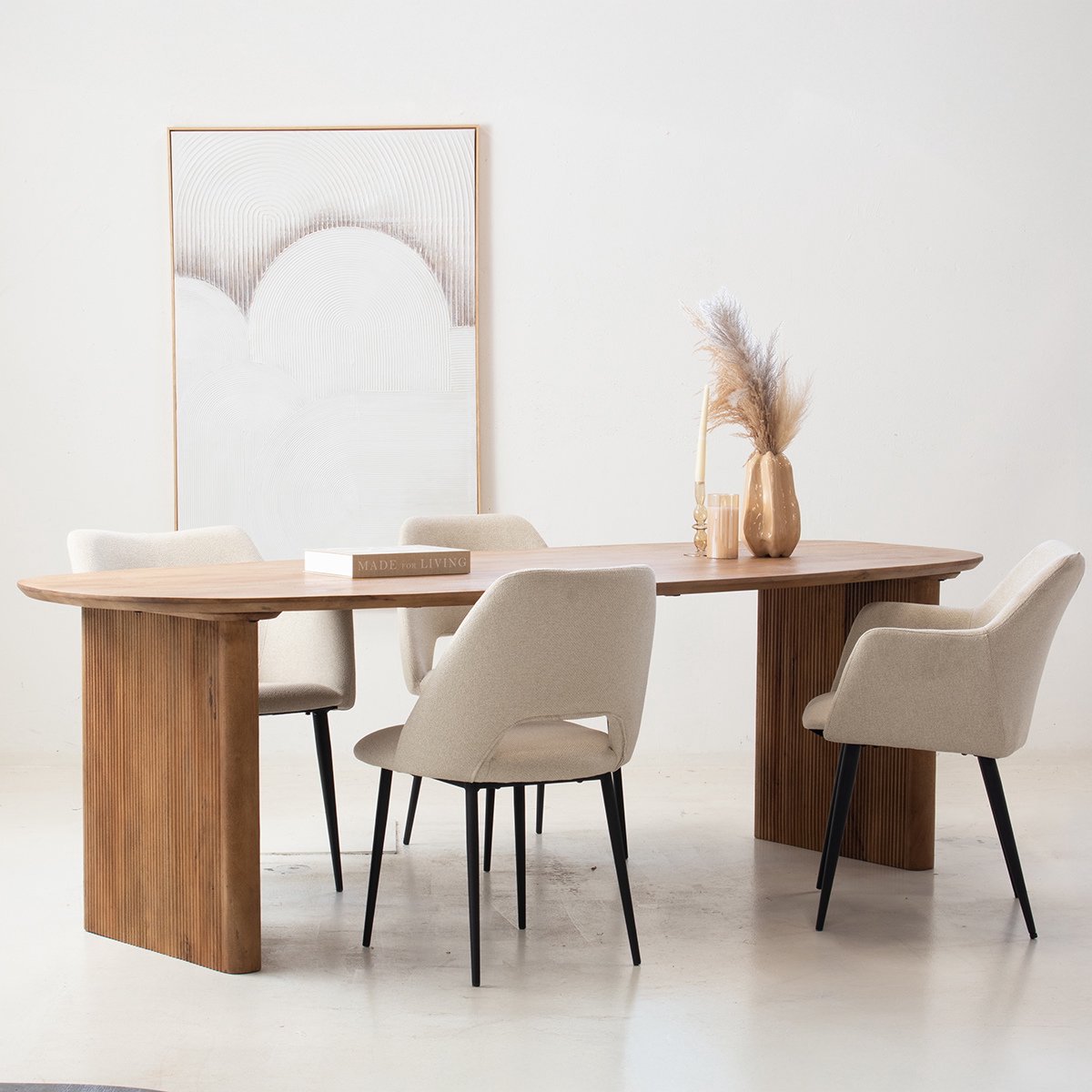 Giga Meubel Eettafel Aya - Deens Ovaal - Mangohout - Naturel - 180cm